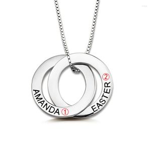 Colares pendentes Nome do traje Double Russian Circle Colar Custom Two Letter Russia Circles Sterling Silver 925 Collar fêmea feminina
