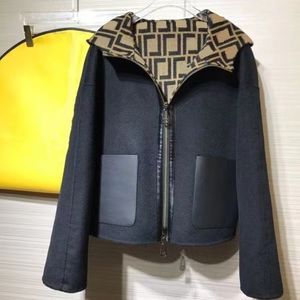 Afashion-Новые мужские дизайнерские куртки с длинным рукавом, высокое пальто, короткая куртка с капюшоном, зимняя мода, двусторонний шерстяной топ с полным буквенным принтом F 830