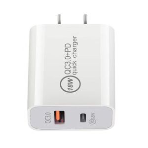 PD 18W Home Chargers Dual-Port A C Fast Charge QC3.0 Type-C Snabbladdare USB C Port US Standard Charging Head