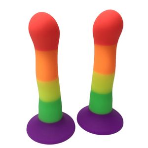 Articoli di bellezza Arcobaleno Realistico Dildo Giocattoli sexy per le donne Giocattoli gay Lesbiche buttplug Masturbatori Strap on Pene Adulti 18 Negozio