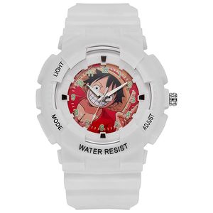 One Piece Ruffy Sportzeiger-Quarzuhr, modische elektronische Kinderuhr, wasserdicht, farblich passende Outdoor-Uhr