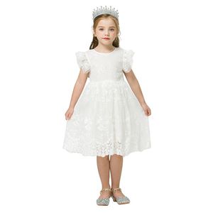 Flower Girls Dresses Sleeveless Wedding Evening Ball Gown Tutu Lace Floral Kids for Girls Clothing