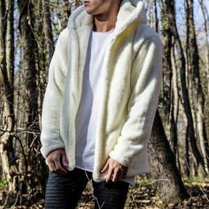 Men's Jackets Autumn Mens Warm Hooded Fluffy Fleece Large Size Long Sleeves Thick Windbreaker Fashion Loose Parka Men White Plush L220830