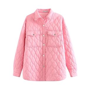 Mulheres para baixo parkas camisa jaquetas cáqui denim casaco inverno quente outwear sólido manga longa botão superior solto casual mulher jaqueta trf 220830