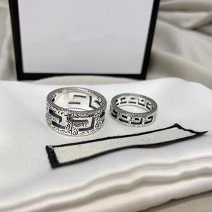 2022 Modeband Ringar Vintage Great Wall Mönster Designer Trendig 925 Silver Ring för kvinnor Vigselringar Män Smycken