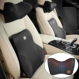 Seat Cushions 2022 Car Neck Pillow Headrest Lumbar Support Cushion Back Memory Foam Ergonomics Travel For Driver Chair