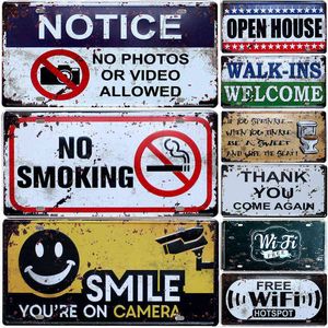 Slogan de aviso de pintura de metal não fumar decoração de casa vintage sinal de lata Barpubhotel Arte decorativa Placa T220829