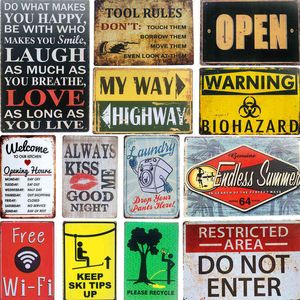 Metal Painting Vintage Metal Tin Signs Toilet WC Free WiFi Welcome Bar Room Iron Painting Pub Club Restroom Wall Decor Plates T220829