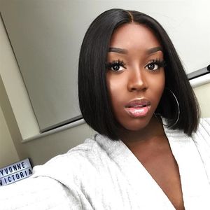 Ishow Indian Straight Short Bob Wig Inch Human Hair Wigs Brazilian Swiss Lace Front Wig Frontal Wig for Women girls natural