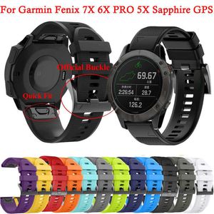 26mm Hızlı Serbest Bırakma Silikon Garmin Fenix ​​7x 6x Pro 5x Safir GPS Kolay Fit Akıllı Yedek Bant