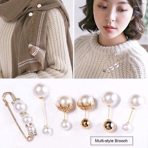 Brooches Fashion Pearl Pins Fixed Strap Charm Up Safety Pin Brooch Sweater Cardigan Clip Chain Women Jewelry Accessories