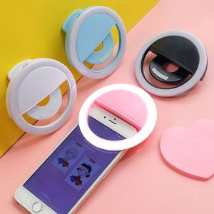LED Ring Selfie Işık USB Şarj Edilebilir Yüzükler Selfie'ler Dolgu Işık Ek Aydınlatma Kamera Fotoğrafçılığı Akıllı Cep Telefonları