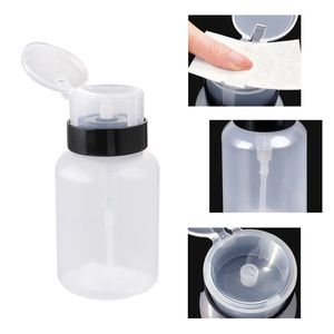 Portable Nail Polish Remover Alcohol Clear Bottle 200ML Nail Art Pump Empty Bottles Refillable Travel Liquid Container