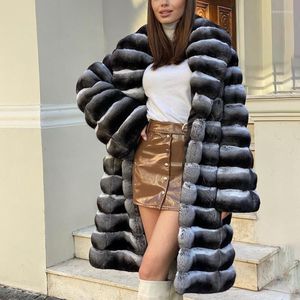 Kadın kürk doğal rex ceket uzun kış kadın moda tam pelt orijinal paltolar lüks kadın gerçek katlar