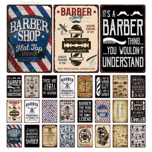 Metallmalerei Vintage Barber Shop Metallschilder Barbershop Poster Bar Pub Retro Plakette Haarschnitt und Rasur Bart Eisen Gemälde Kunstplatten 20X30Cm T220829