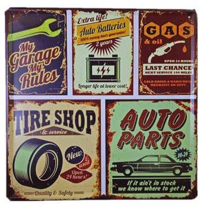 Metal Painting 30X30cm Vintage My Garage My Rules Gas Metal Tin Sign Garage Car Repair Man Cave Metal Home Wall Art Decor T220829