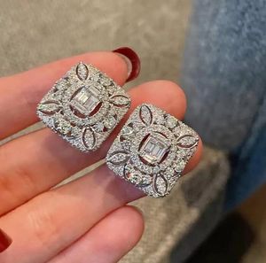 Ins Fashion Stude Earring Vintage Biżuteria 925 Srebrny Cz Diamond Stones Party Pres Kolejki Weselne K inkudzie na kochanek Prezent