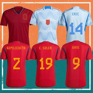 2022 Spanien Soccer Jerseys World Cup Morata Koke Gavi Pedri Ferran Sergio National Team Shirt Jordi Alba Sarabia Garcia Sarabia Laporte Football Uniform