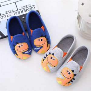 Slipper Herbst Winter Jungen Baumwolle Stoff Hause Schuhe Kinder Nette Dinosaurier Boden Hausschuhe Kinder Anti-slip Socke Indoor Warm 220830