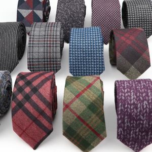 Bow Gine Men's Business Business Проверка галстука искусственная шерсть хлопковое из темно -цвето