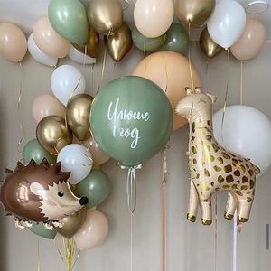 Noel Süslemeleri Hedgehog Zürafa Folyo Balonlar Safari Doğum Günü Yeşil Orman Partisi Dekorasyon Lateks Balon Bebek Duş Çocuk Dekor Top 220829