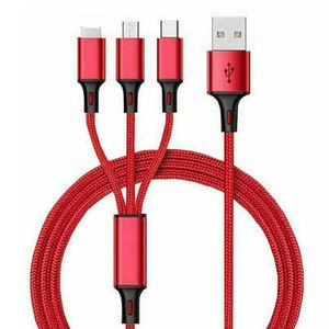 3 In 1 Micro USB Type C Cables Multi Port Fast Charging Cord 2A 3A 5A Usbc Mobile Phone Wire for iPhone Android Phone