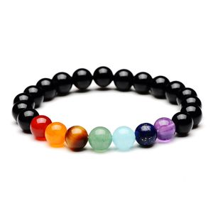 Bunte Naturstein handgefertigte Perlenstränge Charm-Armbänder Yoga Sport elastischer Schmuck für Frauen Mädchen Party Club Dekor
