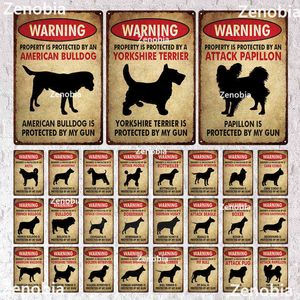 Metal Painting Zenobia Decor Dog Warning Vintage Tin Signs Metal Sign Lover Protected Pet Iron Poster Wall Farm Home Kennel Doghouse Decoration T220829