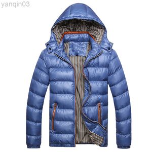 Herrjackor huva vinter casual parka tjock termisk glänsande smala fit märke kläder 7xl SA045 L220830