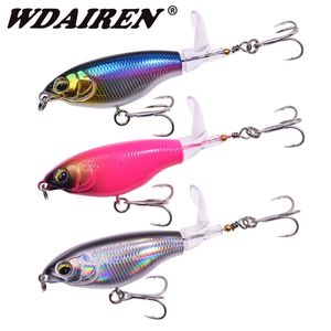 釣りフック1PCS WHOOPPER PLOPPER FINGHER LURE 75mm 65G Topwater Pencil人工硬いベイトベースソフト回転尾wobblers釣りタックル220830