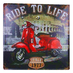 Pintura de metal Ride to Life Vintage Metal Tin Signs Tin Poster Placas decorativas Adesivos de parede Bar Garagem Decoração de parede da casa T220829