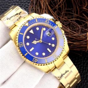 40 mm grüne Gold Uhren Männer Automatische mechanische Uhr Schwarze sterile Zifferblatt Sapphire Kristall schwarz blau Keramik Waterdichtfest Lumin228g