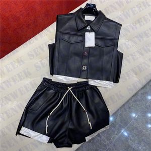 PU Кожаные жилеты шорты для женщин -дизайнерский дизайнерский корот