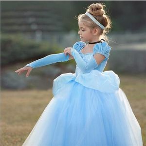 1 stks babymeisjes Assepoester Prinses jurk zoete kinderen cosplay kostuums uitvoeren kleding formeel full party prom jurken kinderen kleding d