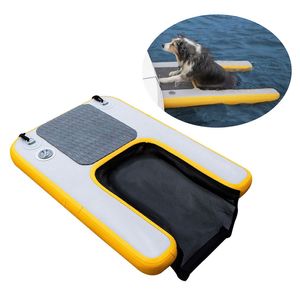 Giallo Gonfiabile Pup Plank Pet Ramp Floating Dock Summer Pet Recreation Con Cravatta