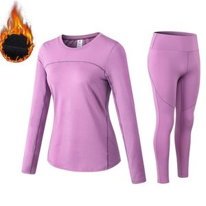 Damen-Thermounterwäsche, Unterwäsche für Damen, lange Unterhosen, Fleece-Winter-elastische Sport-Sets 220830