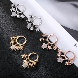 Brincos de argola de ouro placado para mulheres 2022 Pequeno tartaruga fofa CZ Zircão Tassel Acessórios para jóias da moda feminina