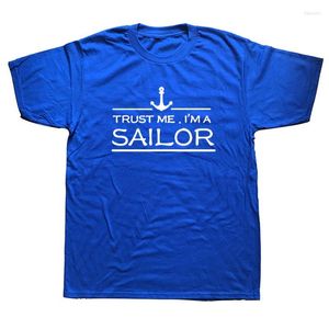 Men's T Shirts Summer Style Trust Me I'm A Sailor Men Short Sleeve Cotton Funny Heartheat Sail T-shirts Camisetas Clothing