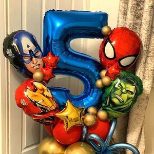 Decorações de Natal 5pcs Marvel Super Hero Balão Alumínio Balões de Folas de Crianças Festa de Aniversário Decoração do Baby Shower Homem 220829