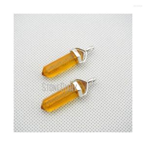 Подвесные ожерелья PM13090 10ps полированные срезанные желтые кристаллические кварцевые цитрин -точка серебряной шестиугольные ювелирные украшения