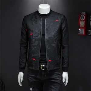 Autumn Floral Jacket Men mode vintage affärsbomber Jacquard Masculinas casual Slim Coat Man M 4xl 220830