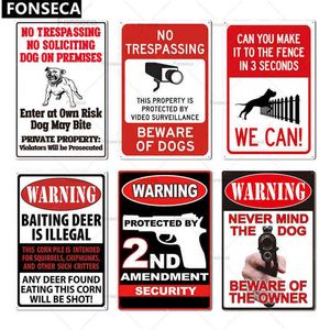 Metal Painting Beware of Dog Sign Warning Guard Wall Decor Yard No Trespassing s T220829