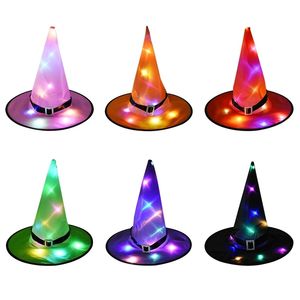 Other Event Party Supplies 2021 New Christmas Party Glowing Witch Hat LED Light Wizard Hats Masquerade Costume Accessories Adult Kids Favor Halloween Decoration