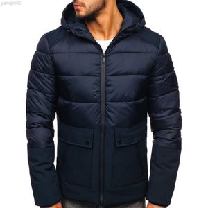 Men's Jackets Men Autumn And Winter Patchwork Long Sleeve Hooded Zipper Solid Warm L220830