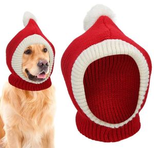 Собачья одежда Рождественская шляпа для собак вязание крючком Снуд Смешная ПЭТ -Кепка с Помпоном Красной зеленый теплый зимний собаки кошки шляпы вязаные шляпы Snood для домашних животных рождественский подарок