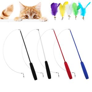 Cat Teaser Wands interativos retr￡teis de pesca retr￡til Varinha de gato a coleta de gato brinquedo