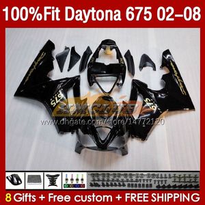 Wtryskowe owiewki formy dla Daytona 675 675r 02 03 04 05 06 07 08 Bodys 148NO.15 Daytona675 Daytona 675 R 2002 2003 2004 2005 2006 2007 2008 Zestaw OEM Fairing Glosy Black