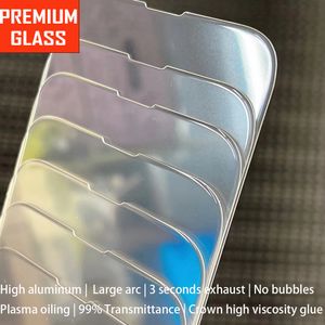 Nytt premium transparent tempererat glasskärmskydd för iPhone 15 14 13 12 11 Pro Max XR XS 6 7 Ingen svart kantfilm iPhone15 -glas