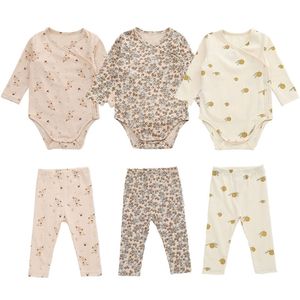 Clothing Sets Baby Clothes Sets Long Sleeve Romper Pants Sets Organic Cotton Born Floral Brand born Baby Boy Girl Clothing For 02Y 220830