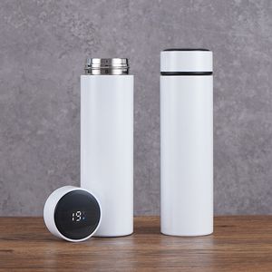 Creativity Sublimation Blanks Tumbler Smart Water Bottle 500ml Stainless Steel Straight Vacuum Flask Coffee Mug With LED Touch Display Temperature Gift